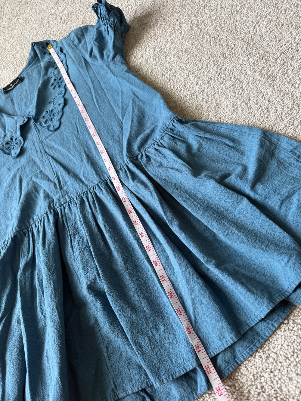Tuckernuck Pomander Place French Blue Peter Pan Collar Eyelet Mini Dress - Picture 7 of 7